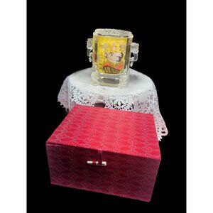 Vintage Inside Painted Chinese Crystal Vase  W/ Lid  Hand-Painted Cranes & Flowe